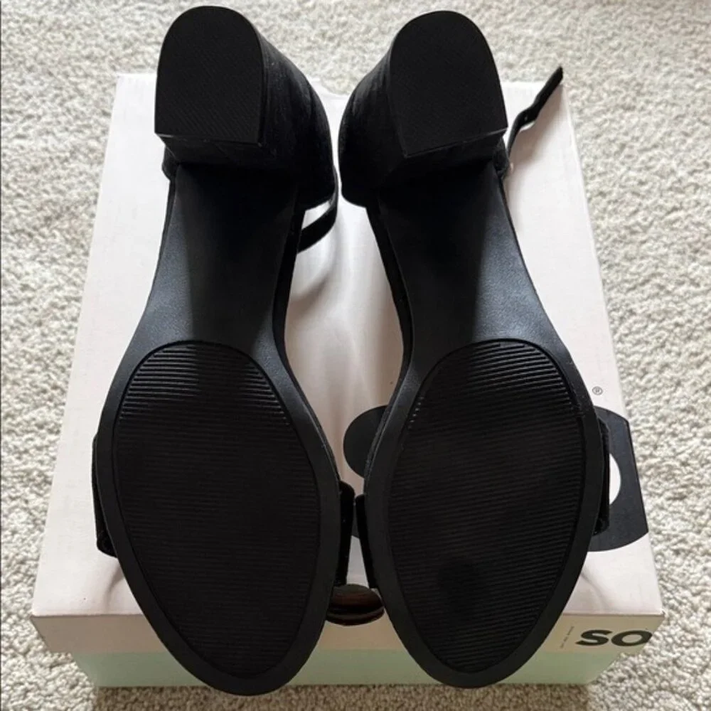 SO Black Ankle-Strap Suede Heels - Size 9.5 - New in Box